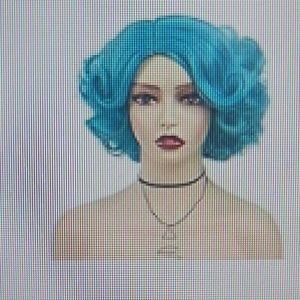 NIB Halloween blue curly wig